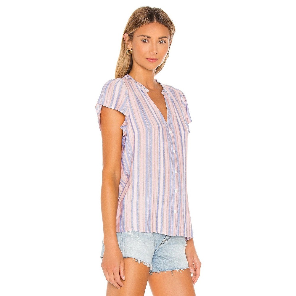 Paige remy stripe button front top Size Large Tanzanite Multi Breezy Casual